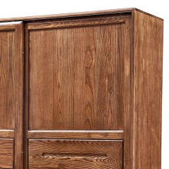 千匠一品北欧风格优质白蜡木框架+实木多层板+白蜡木脚+铜脚套趟门衣柜D801-B