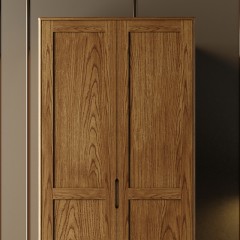 千匠一品北欧风格优质白蜡木框架+实木多层板+白蜡木脚+铜脚套两门衣柜D802-B