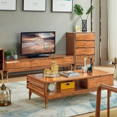 千匠一品北欧风格优质环保油漆+铜脚套+白蜡木框架电视柜K801-B