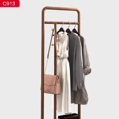 △【精品】千匠一品轻奢新中式风格甄选北美黑胡桃木+健康环保漆+橡胶木实木多层板+实木框架衣帽架C913-B