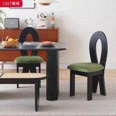千匠一品 中古风格 绒布+高密度海绵+橡木 时尚优雅餐椅C827-J