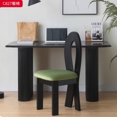 千匠一品 中古风格 绒布+高密度海绵+橡木 时尚优雅餐椅C827-J