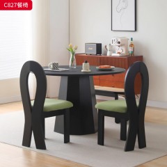 千匠一品 中古风格 绒布+高密度海绵+橡木 时尚优雅餐椅C827-J