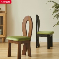 千匠一品 中古风格 绒布+高密度海绵+橡木 时尚优雅餐椅C827-J