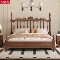 千匠一品 中古风格 核桃木 时尚大气床A316-J