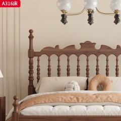 千匠一品 中古风格 核桃木 时尚大气床A316-J
