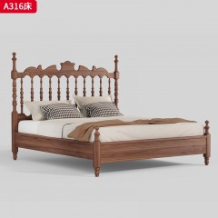 千匠一品 中古风格 核桃木 时尚大气床A316-J