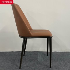 千匠一品 意式极简风格 PU皮+高密度海绵+碳素钢 时尚简约餐椅C821-J