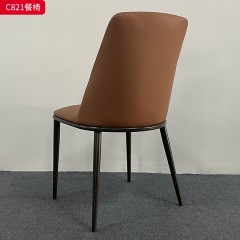 千匠一品 意式极简风格 PU皮+高密度海绵+碳素钢 时尚简约餐椅C821-J