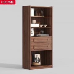 千匠一品 中古风格 核桃木+灯带 时尚简约书柜F301-J