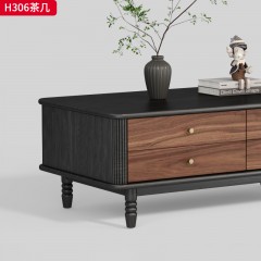 千匠一品 中古风格 核桃木 时尚简约茶几H306-J