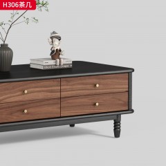 千匠一品 中古风格 核桃木 时尚简约茶几H306-J