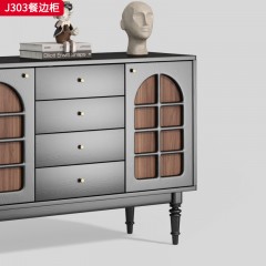 千匠一品 中古风格 核桃木 时尚简约餐边柜J303-J