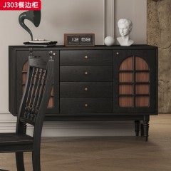 千匠一品 中古风格 核桃木 时尚简约餐边柜J303-J