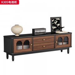 千匠一品 中古风格 核桃木+长虹玻璃 时尚简约电视柜K305-J