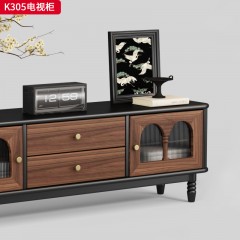 千匠一品 中古风格 核桃木+长虹玻璃 时尚简约电视柜K305-J