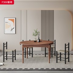 千匠一品 中古风格 核桃木实木+麻绳 时尚大气餐椅P306-L