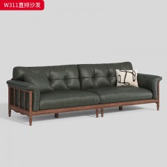 千匠一品 中古风格 复古布面料+核桃木实木+高密度海绵 时尚大气沙发W311-L