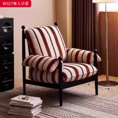 千匠一品 中古风格 核桃木实木+优质棉麻布 时尚大气沙发W327-L