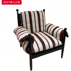 千匠一品 中古风格 核桃木实木+优质棉麻布 时尚大气沙发W327-L