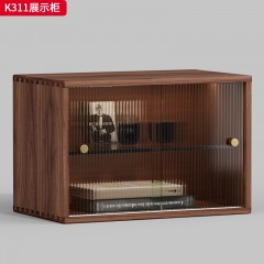 千匠一品 中古风格 核桃木+长虹玻璃 时尚简约展示柜K311-J