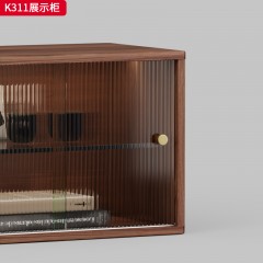 千匠一品 中古风格 核桃木+长虹玻璃 时尚简约展示柜K311-J