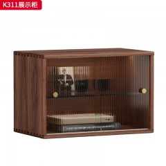 千匠一品 中古风格 核桃木+长虹玻璃 时尚简约展示柜K311-J