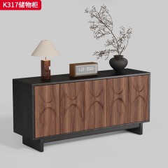 千匠一品 中古风格 柜身实木+门面板核桃木 时尚简约储物柜K317-J