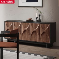 千匠一品 中古风格 柜身实木+门面板核桃木 时尚简约储物柜K317-J