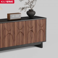 千匠一品 中古风格 柜身实木+门面板核桃木 时尚简约储物柜K317-J