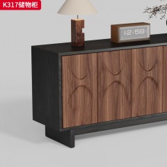 千匠一品 中古风格 柜身实木+门面板核桃木 时尚简约储物柜K317-J