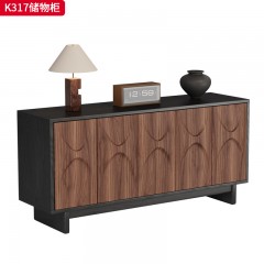 千匠一品 中古风格 柜身实木+门面板核桃木 时尚简约储物柜K317-J