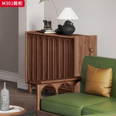 千匠一品 中古风格 核桃木 时尚简约鞋柜M301-J
