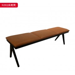 千匠一品 中古风格 碳钢+复古生态皮+高密度海绵 时尚简约床尾凳N302-J