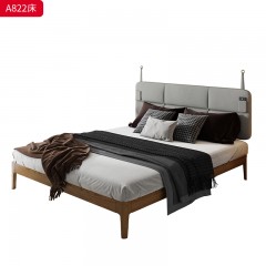 千匠一品 北欧风格 白蜡木实木+松木床板+科技布面料+高密度海绵 时尚简约床A822-J