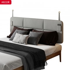 千匠一品 北欧风格 白蜡木实木+松木床板+科技布面料+高密度海绵 时尚简约床A822-J