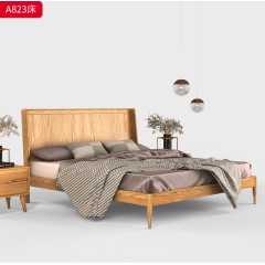 千匠一品 北欧风格 白蜡木实木+松木床板+科技布+高密度海绵+五金脚套 时尚简约床A823-J