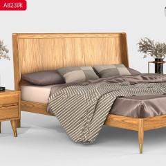 千匠一品 北欧风格 白蜡木实木+松木床板+科技布+高密度海绵+五金脚套 时尚简约床A823-J