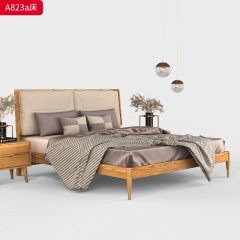 千匠一品 北欧风格 白蜡木实木+松木床板+科技布+高密度海绵+五金脚套 时尚简约床A823-J