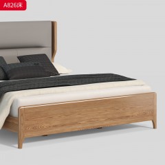千匠一品 北欧风格 白蜡木实木+松木床板+科技布+高密度海绵 时尚简约床A826-J