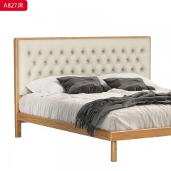 千匠一品 北欧风格 白蜡木实木+松木静音床板+猫抓布+高密度海绵 时尚简约床A827-J