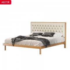 千匠一品 北欧风格 白蜡木实木+松木静音床板+猫抓布+高密度海绵 时尚简约床A827-J