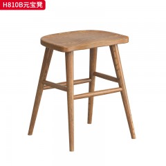 千匠一品 北欧风格 进口白蜡木+金属脚套 时尚简约元宝凳H810B-J