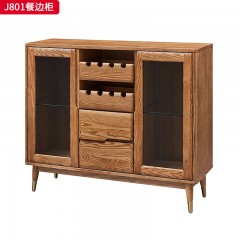 千匠一品 北欧风格 进口白蜡木+金属脚套 时尚大气餐边柜J801-J