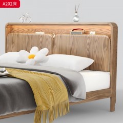 千匠一品 北欧风格 白蜡木+松木床板+五金脚套 时尚简约床A202-J
