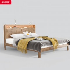 千匠一品 北欧风格 白蜡木+松木床板+五金脚套 时尚简约床A202-J