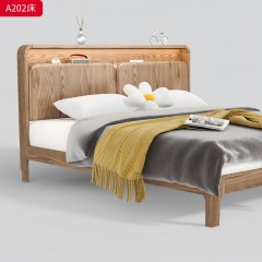 千匠一品 北欧风格 白蜡木+松木床板+五金脚套 时尚简约床A202-J