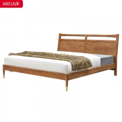 千匠一品 北欧风格 白蜡木+松木床板+金属脚套+布艺面料 时尚简约床A801 A801A-J