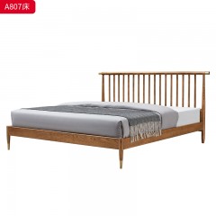 千匠一品 北欧风格 白蜡木实木+松木床板+科技布/真皮面料+五金脚套 时尚简约床A807 A807a-J