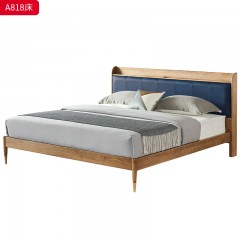 千匠一品 北欧风格 白蜡木实木+松木床板+科技布+高密度海绵+五金脚套+usb充电口 时尚简约床A818-J